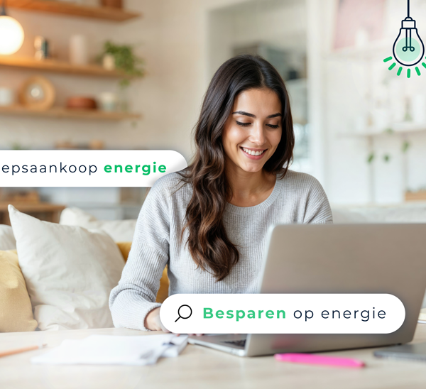 Vrouw schrijf zich in voor de toekomstige groepsaankoop bij Wikipower.